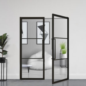 Dubbele stalen taatsdeuren 3 vlaks (HELDER GLAS) 211,5 x 83 cm